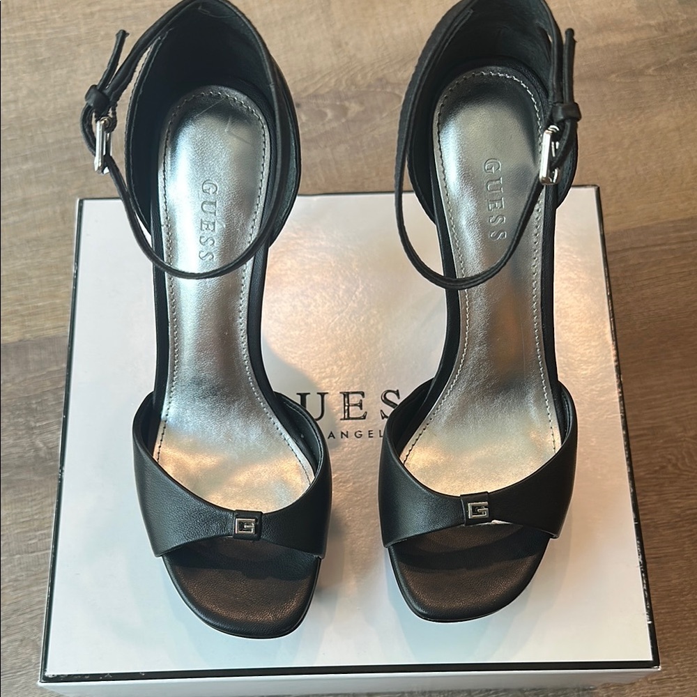 Guess Black Stiletto Heels with Ankle Strap
